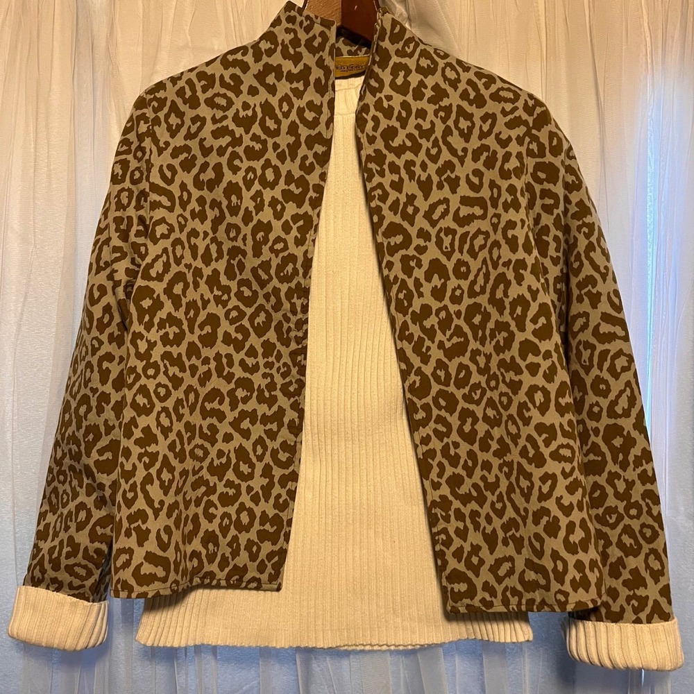 Vintage‎ Painted Pony Women's Cropped Leopard Blazer Jacket Made in USA Small